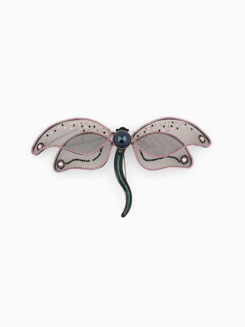 GIORGIO ARMANI Dragonfly-shaped brooch in tulle and resin with Swarovski crystals