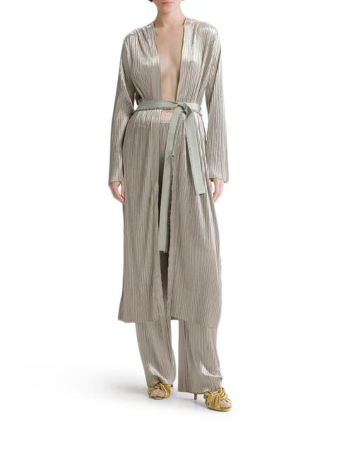 forte_forte VELVET-EFFECT PLEATED JERSEY ROBE