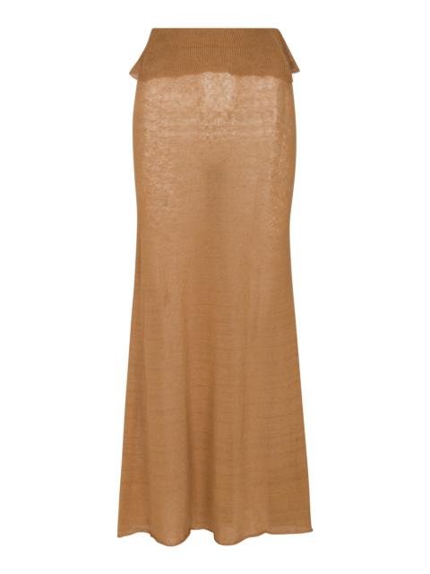 AYA MUSE Lyca Linen-Blend Knit Maxi Skirt brown