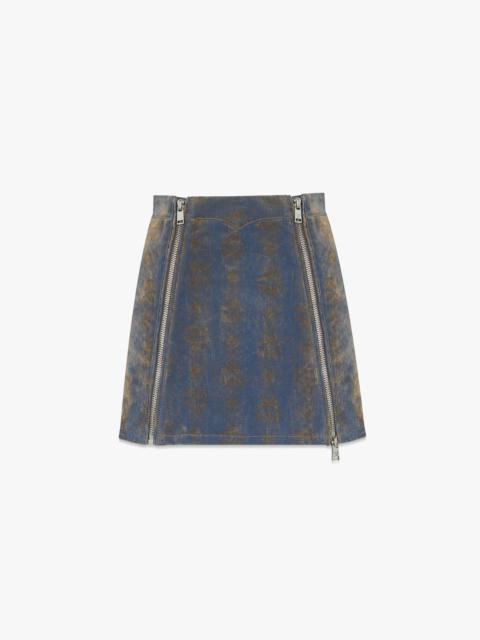 MCM Monogram Jacquard Skirt in Velvet Denim
