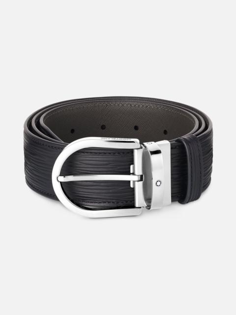 Montblanc Horseshoe buckle printed black 40 mm leather belt