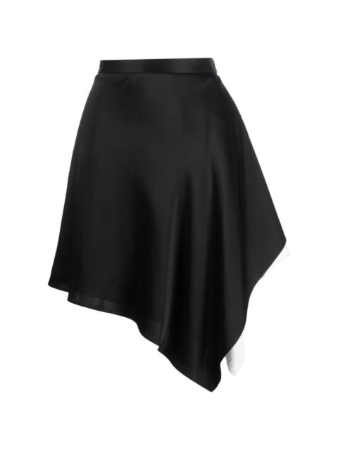 asymmetric satin miniskirt