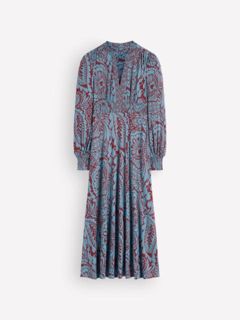 BODEN Georgia Jersey Midi Dress-Delphinum Blue, Botanical