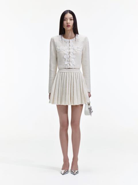 self-portrait Cream Knitted Mini Skirt