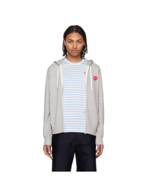 Comme des Garçons PLAY Gray Invader Edition Heart Hoodie