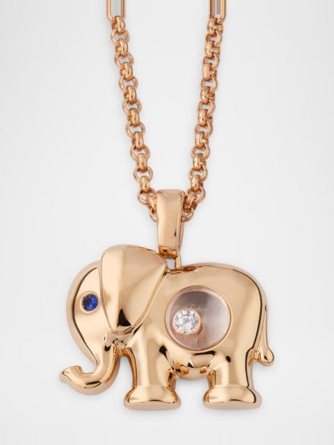Chopard Happy Diamonds 18K Rose Gold Sapphire Elephant Pendant Necklace