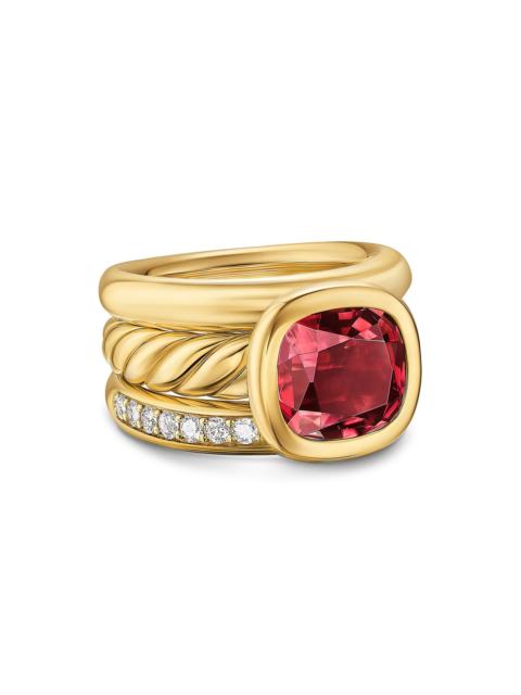 DAVID YURMAN Women's DY Mercer Three Row Stone Ring in 18K Yellow Gold - Rhodolite Garnet