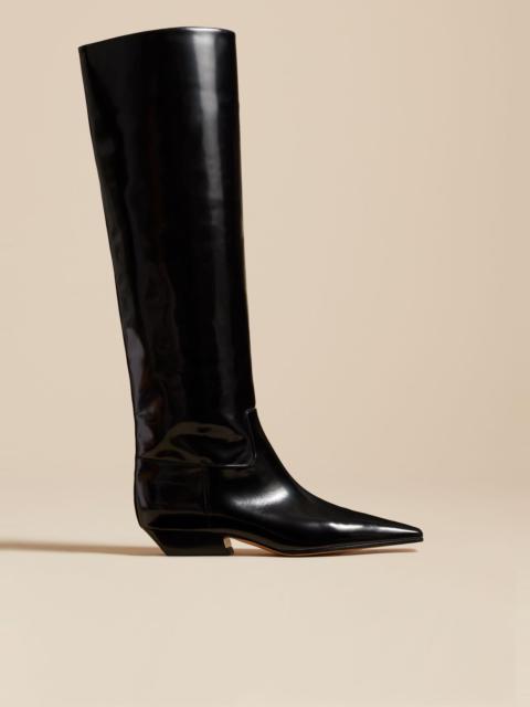 KHAITE The Marfa Knee-High Boot in Black Brushed Leather