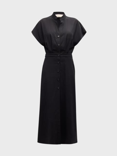 Cheryle Capelet Button-Front Midi Dress