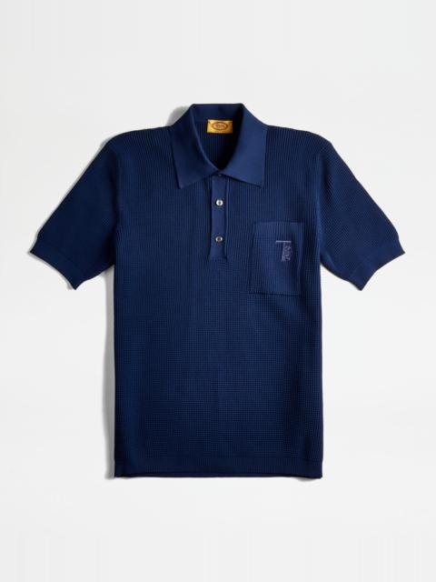 Tod's POLO SHIRT IN KNIT - BLUE
