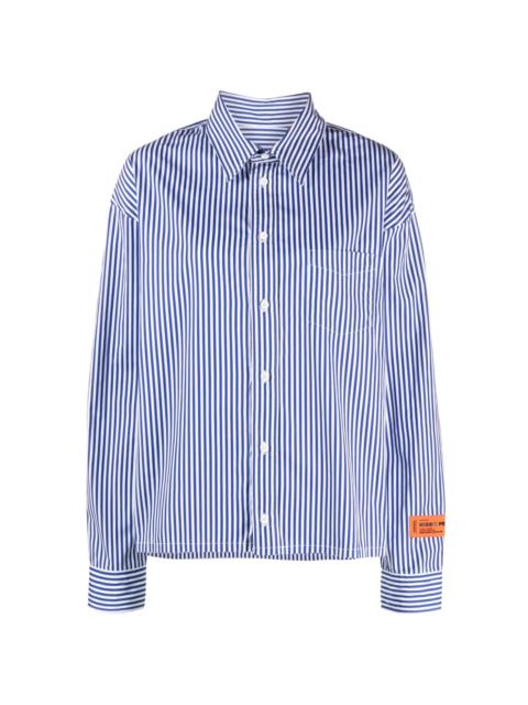 logo-print striped cotton shirt