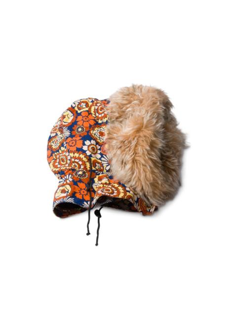 Prada floral-print shearling-lined hood