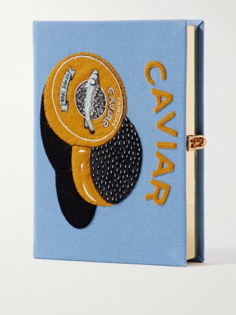 Olympia Le-Tan Caviar Embroidered Appliquéd Canvas Clutch