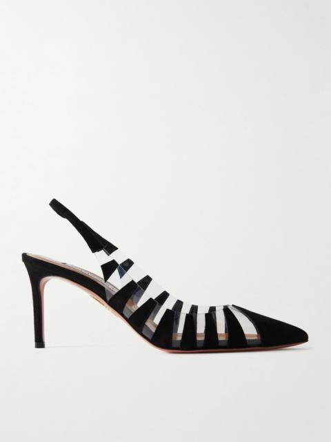 AQUAZZURA Hot Rumor 75 Appliquéd Suede And Pvc Slingback Pumps