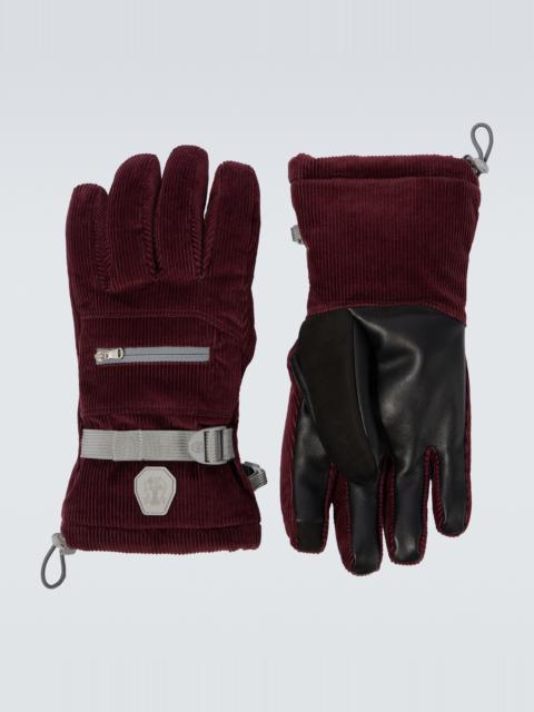 Brunello Cucinelli Leather-trimmed cotton corduroy ski gloves
