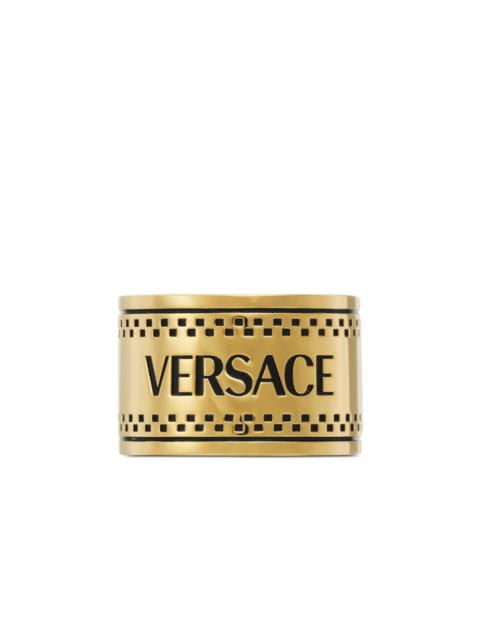 VERSACE logo-engraved chunky ring