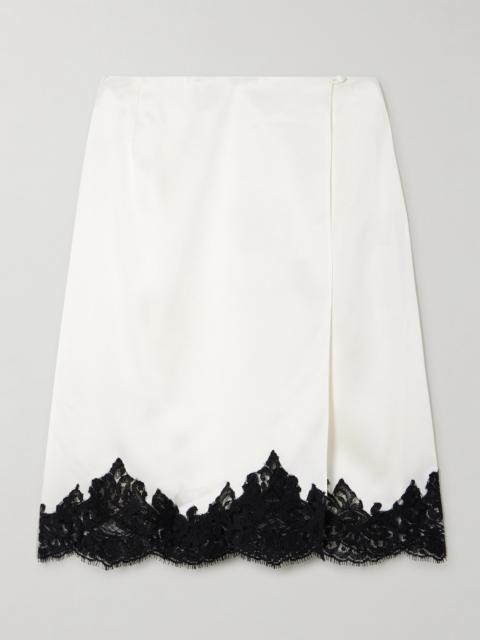 Lace-trimmed Satin Wrap Skirt