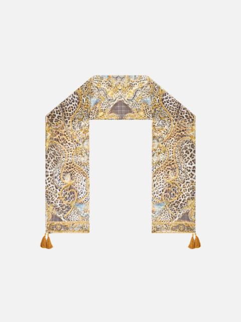 CAMILLA LONG SILK CRINKLE CHIFFON SCARF LEOPARD LIBERTINE