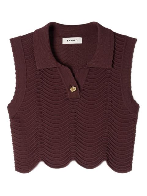 Sandro scalloped-hem single-button top