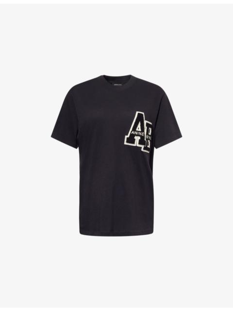 ANINE BING Letterman Embroidered Cotton T-Shirt