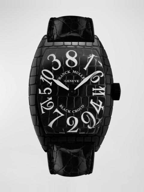 FRANCK MULLER Men's Black Croco Crazy Hours Watch in Black Steel