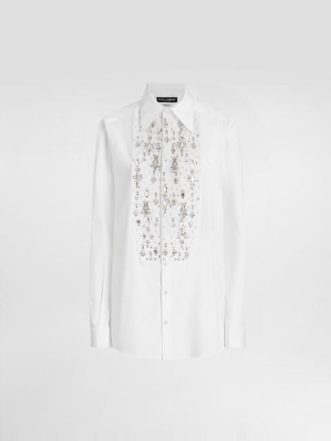 Dolce & Gabbana Cotton tuxedo shirt with rhinestone-embroidered shirt front