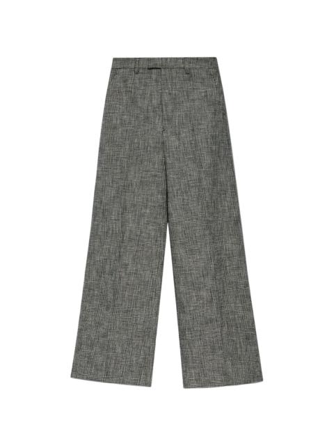 checked wide-leg trousers