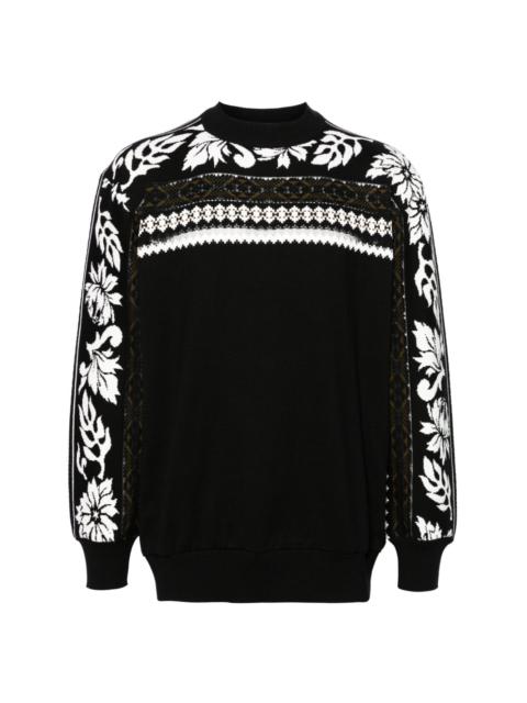 sacai fair-isle intarsia-knit jumper