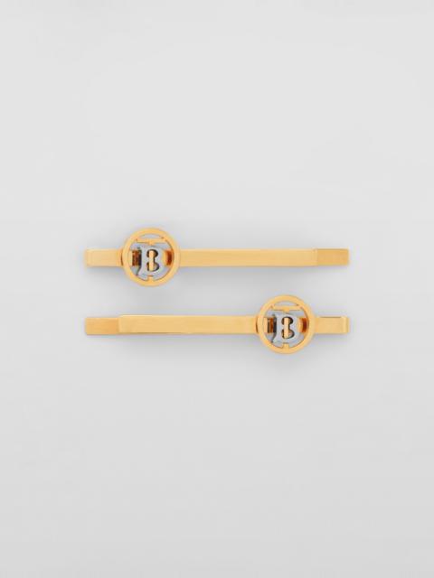 Burberry Gold and Palladium-plated Monogram Motif Hair Pins