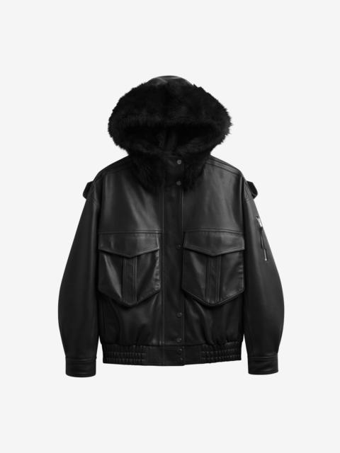 The Frankie Shop Napa Leather Hooded Jacket - Black