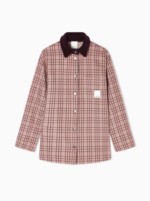 EMPORIO ARMANI EAGLE CLUB REVERSIBLE PEA COAT WITH CHECK MOTIF