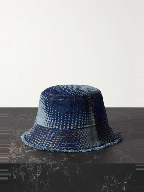 rabanne Frayed printed denim bucket hat