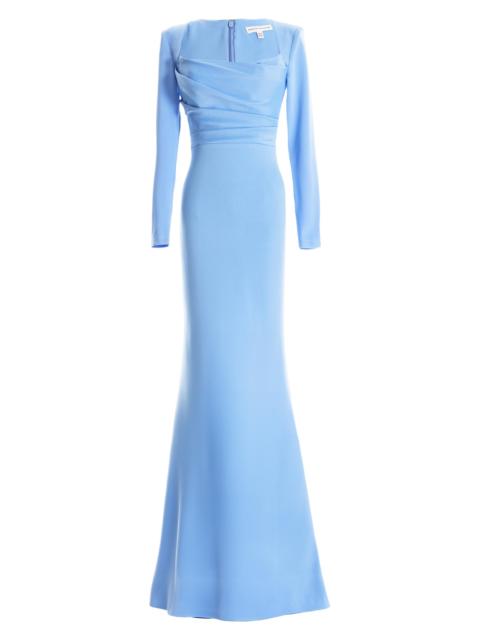 Dress The Population Women's Delores Satin Square Neck Mermaid Gown - Sky