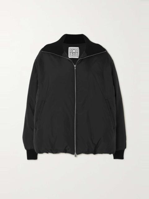 Ribbed knit-trimmed padded recycled-shell bomber jacket