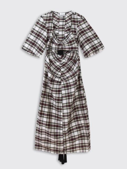 GANNI Silk Check Cut Out Dress