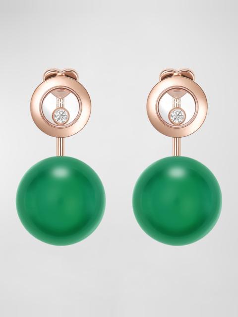Happy Diamonds Planet 18K Rose Gold and Green Agate Earrings