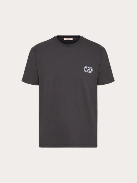 Valentino COTTON T-SHIRT WITH VLOGO SIGNATURE PATCH