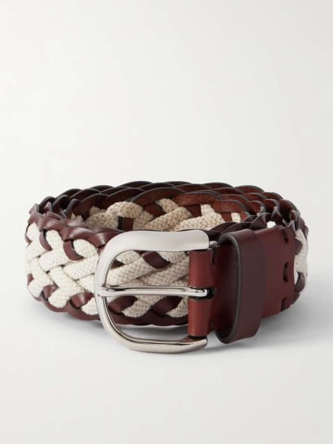 Cinta Leather-Trimmed Woven Canvas Belt