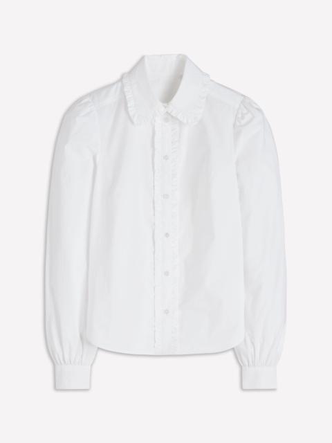BODEN Cara Cotton Shirt-White Ruffle