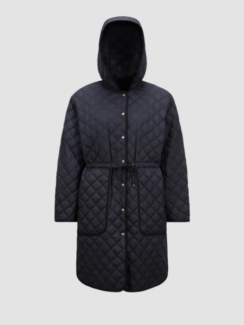 Moncler Etelan Hooded Diamond-Quilted Long Down Jacket