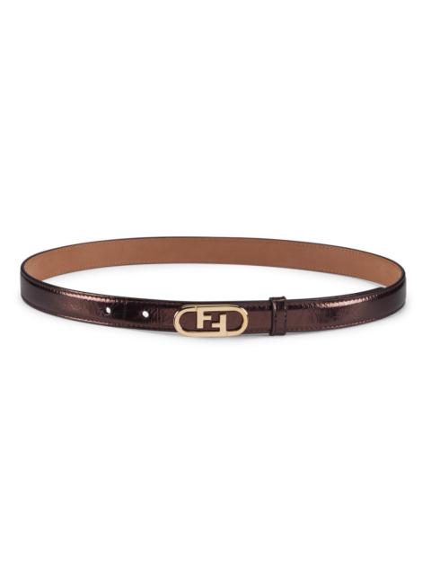FENDI Women's FF Oval Buckle Leather Belt - Moro