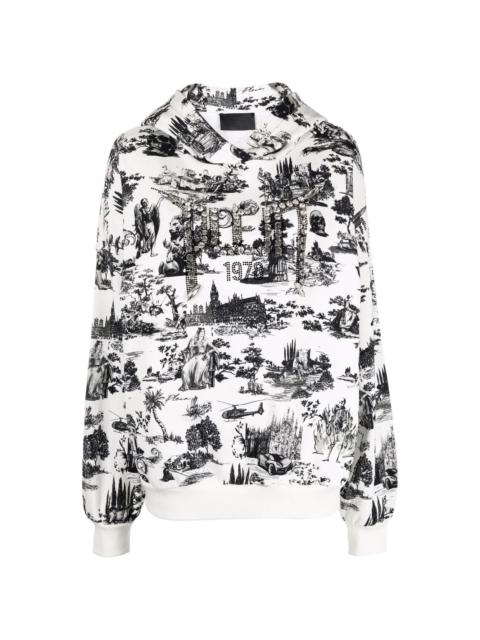 PHILIPP PLEIN crystal-embellished cotton hoodie