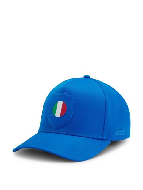 BOSS LOGO CAP IN LUSTROUS TWILL WITH COUNTRY-FLAG BADGE