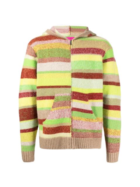 multi-stripe zip-up hoodie