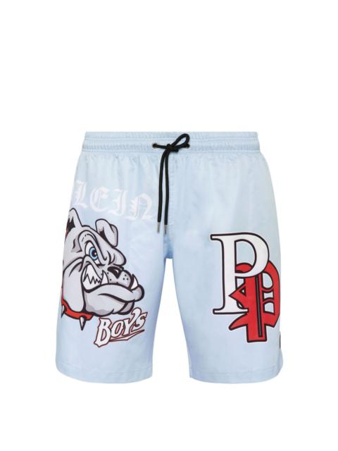 PHILIPP PLEIN Bulldogs-print swim shorts
