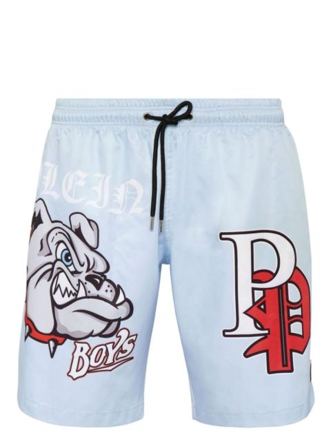 PHILIPP PLEIN Bulldogs-print swim shorts