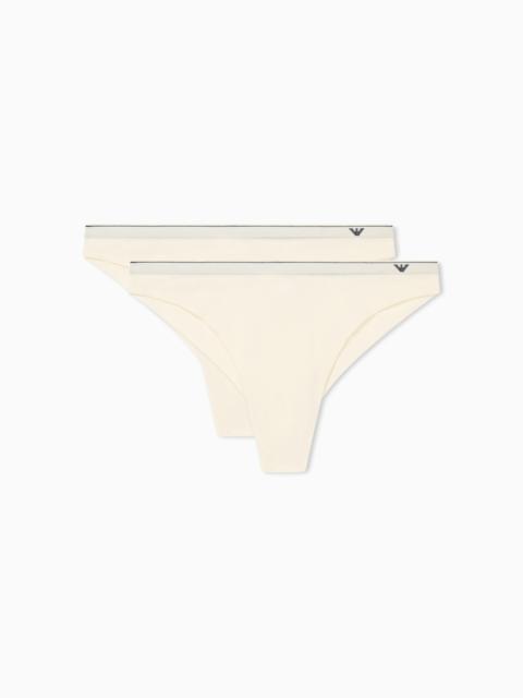 EMPORIO ARMANI 2-PACK BRAZILIAN BRIEFS IN COTTON JERSEY WITH LOGO BAND