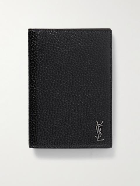 SAINT LAURENT Cassandre Logo-Embellished Full-Grain Leather Passport Holder