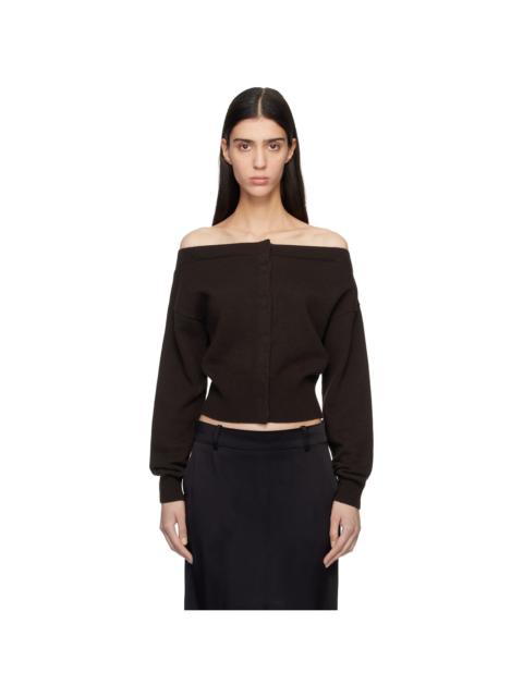 TOM FORD Brown Soft Cashmere Open-Neck Shrunken Cardigan