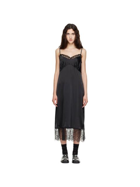 Simone Rocha Black Lace Trim Slip Midi Dress